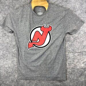 New Jersey Devils Shirt Mens Large Gray NHL Hockey Go Devils Go Tri-Blend Tee